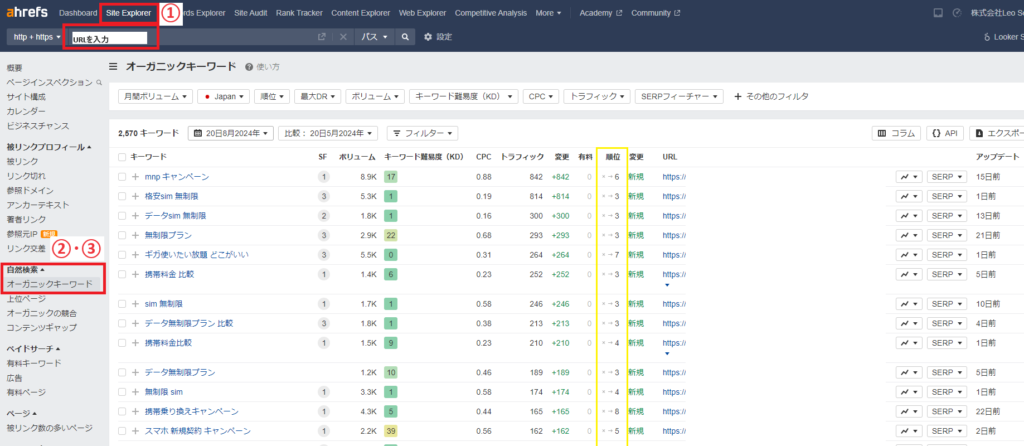 エイチレフスでの検索順位確認方法